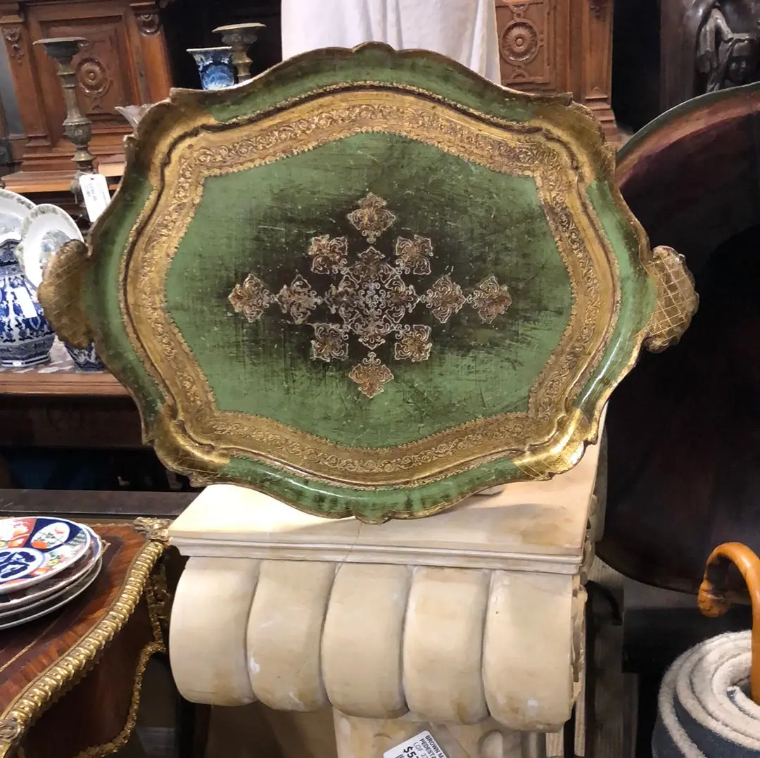 Large Green Florentine Tray 1