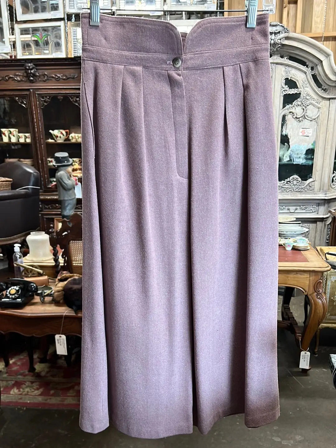 Vintage Lilac Purple Wool Midi Skirt 1