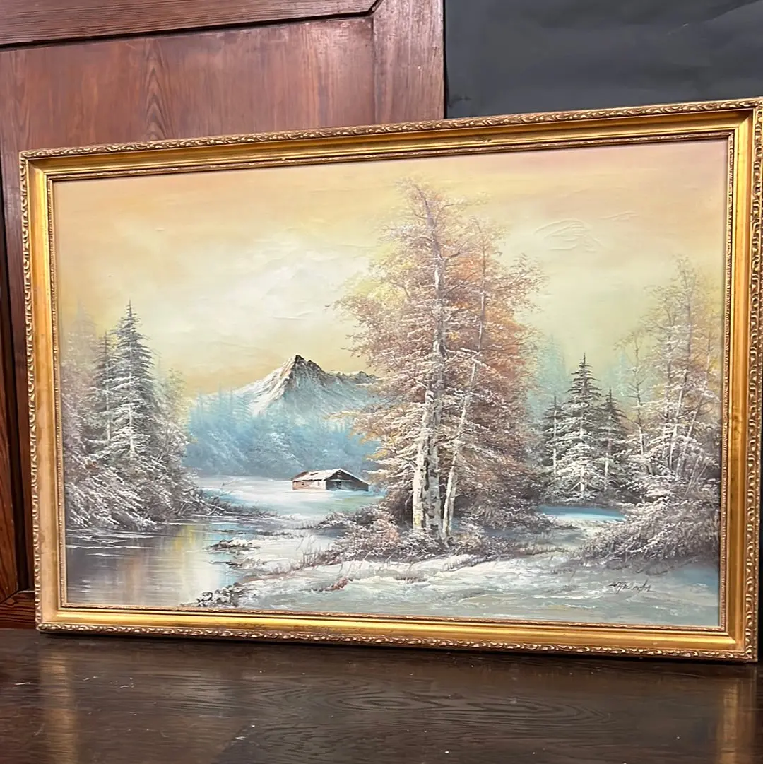 Large Winter Scene Oil Painting On Canvas 1