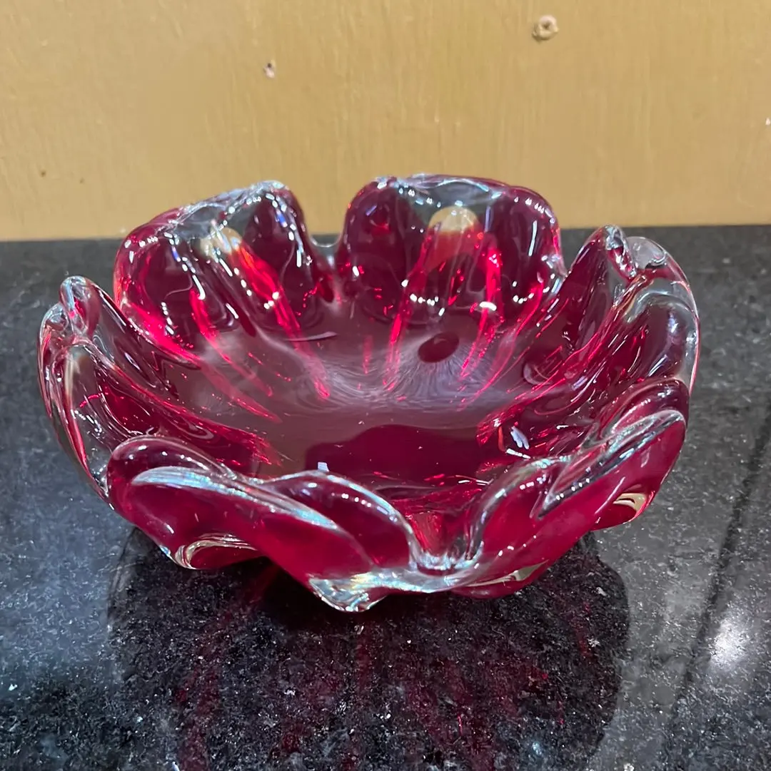 Red Murano Glass Bowl 1