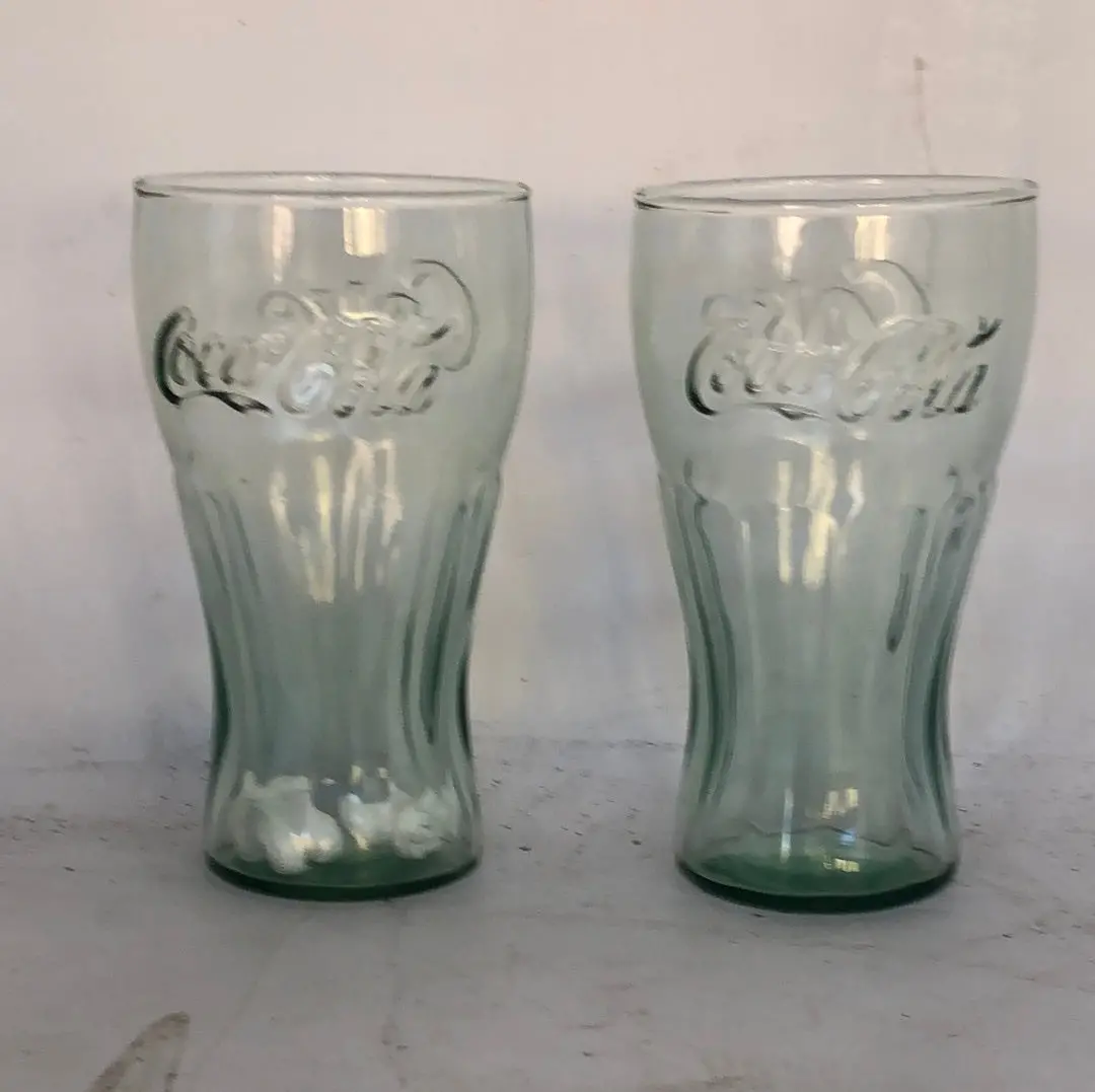 Pair Of Green Coca-Cola Bottle Shaped Glasses 1