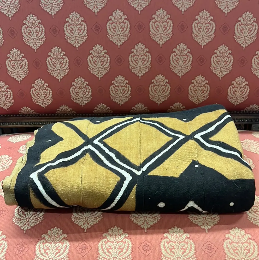 72" X 96" Brown And Black Mud Cloth Tapestry Or Rug 1