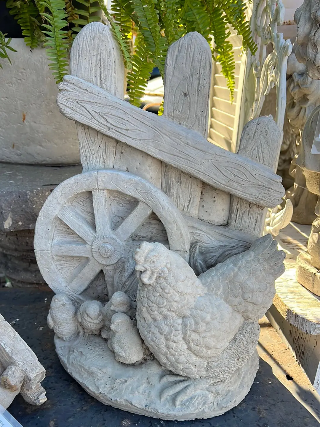 Small Concrete Chicken With Fence 1