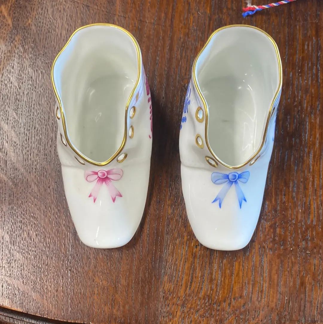 Herend Porcelain Handpainted Baby Shoe Each 1