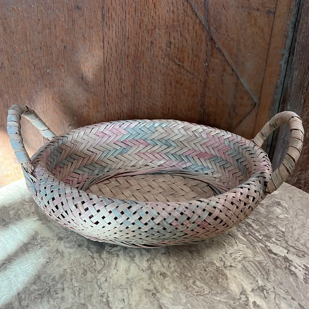 Faded Pastel Oval Basket With Handles 1