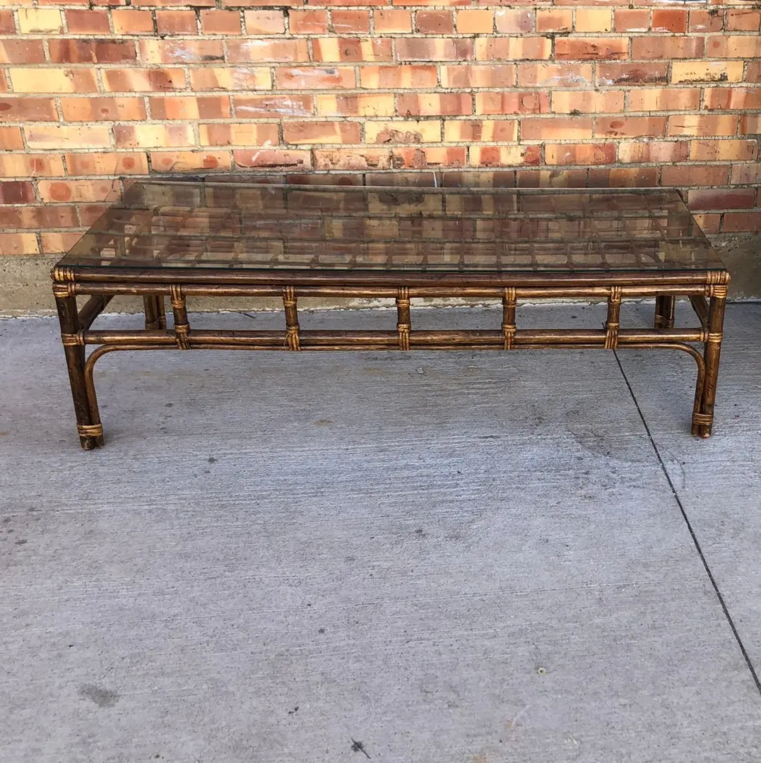 Glass Top Rattan Coffee Table 1