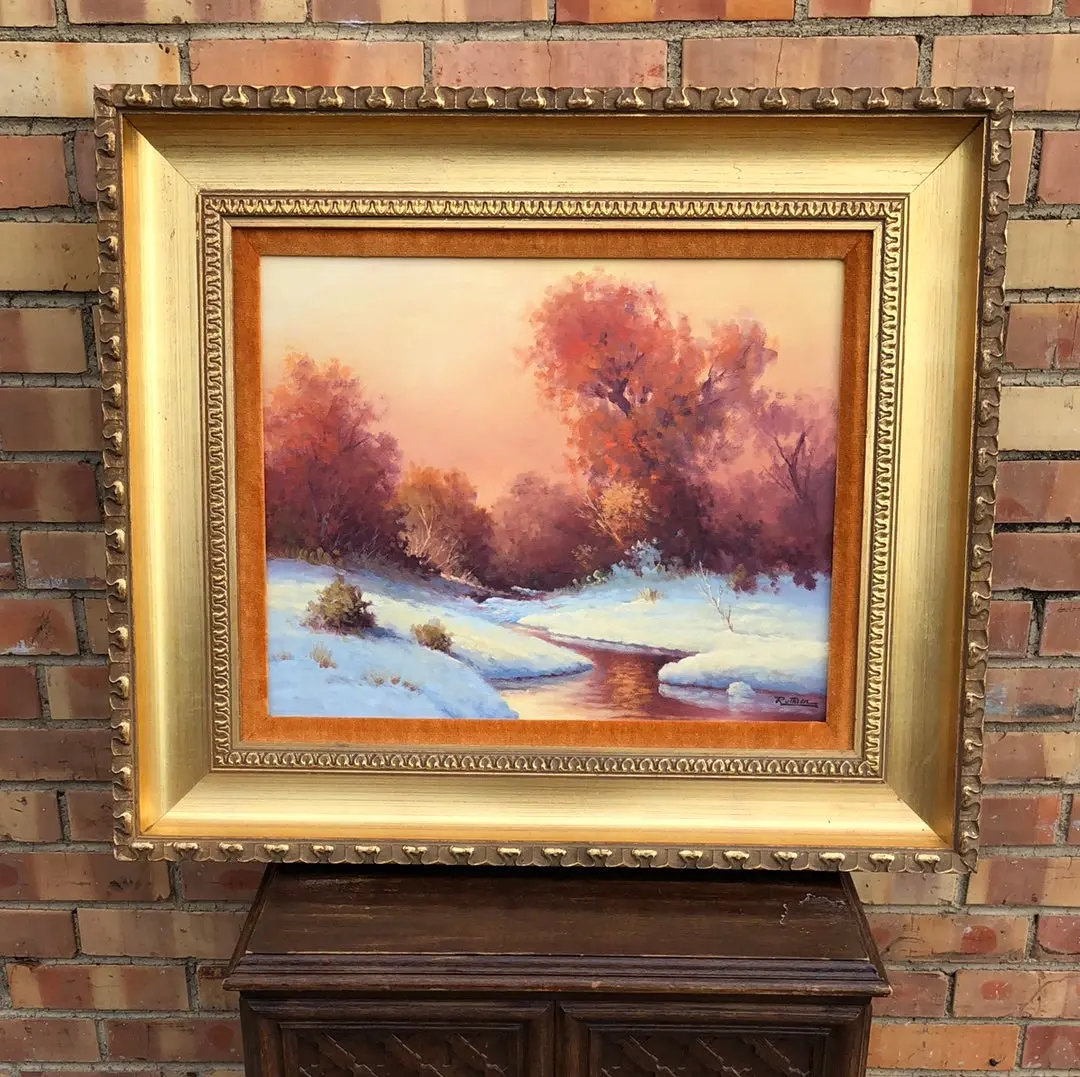 Oil Painting Of A Winter Snow Scene By Jerry Ruthven 1