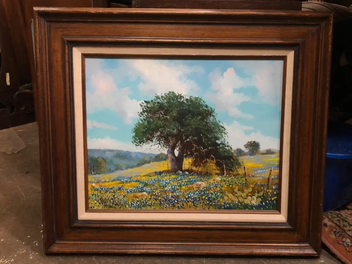 Bluebonnets And A Tree Oil Painting By Allen King 1