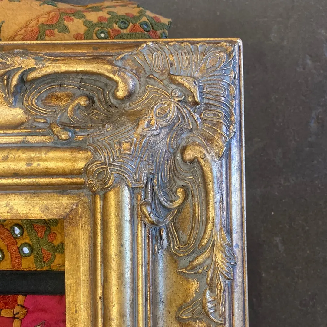 Ornate Gold Wood Frame With Oil Impressionist Painting Of Kids By Pond 1