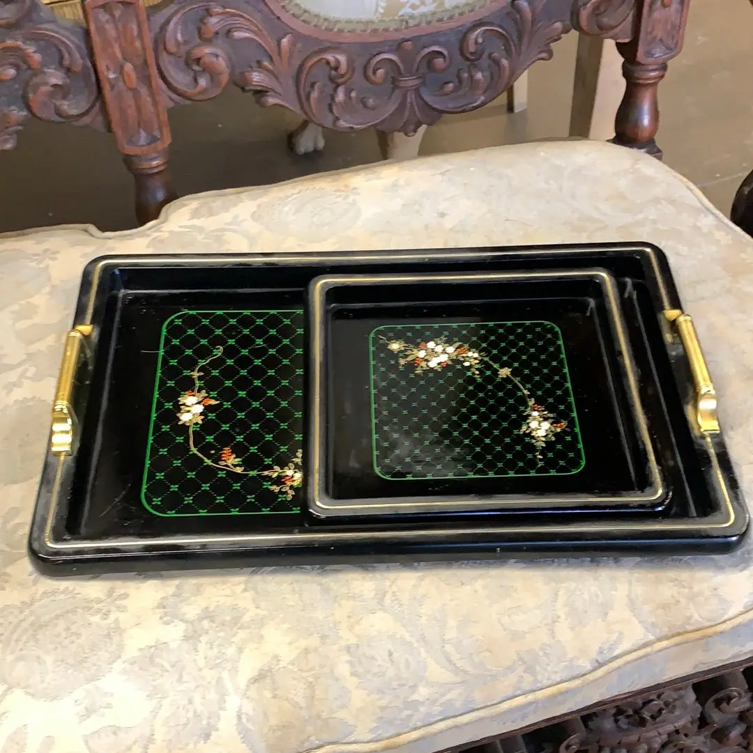 Pair Of Lacquer Stacking Trays 1