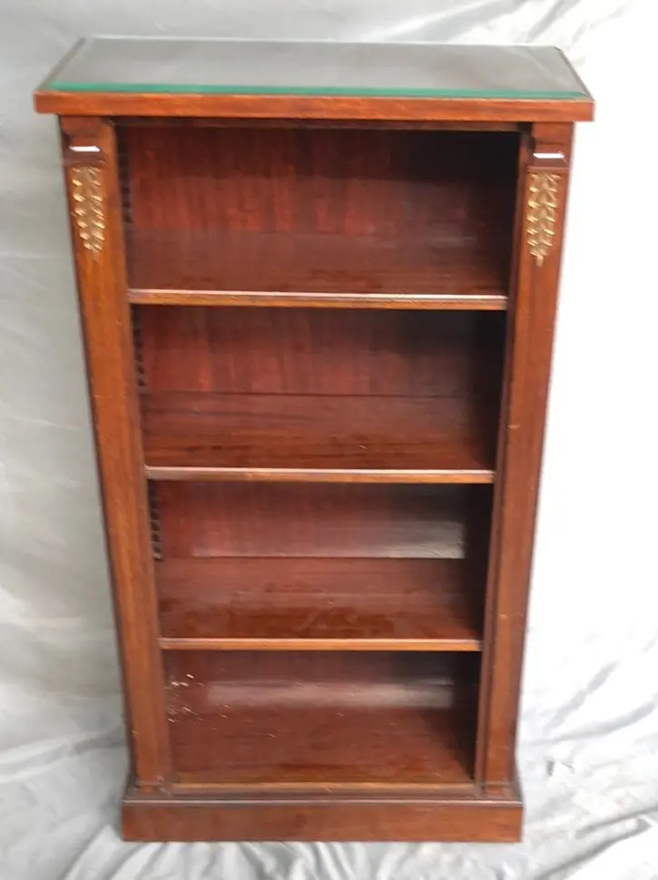 Small French Empire  Mahogany  Bookcase With Beveled Glass Top 1
