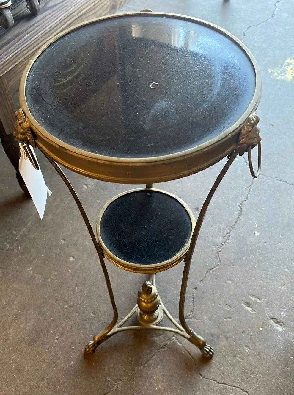 Brass 2 Tier Stand With Lions 1