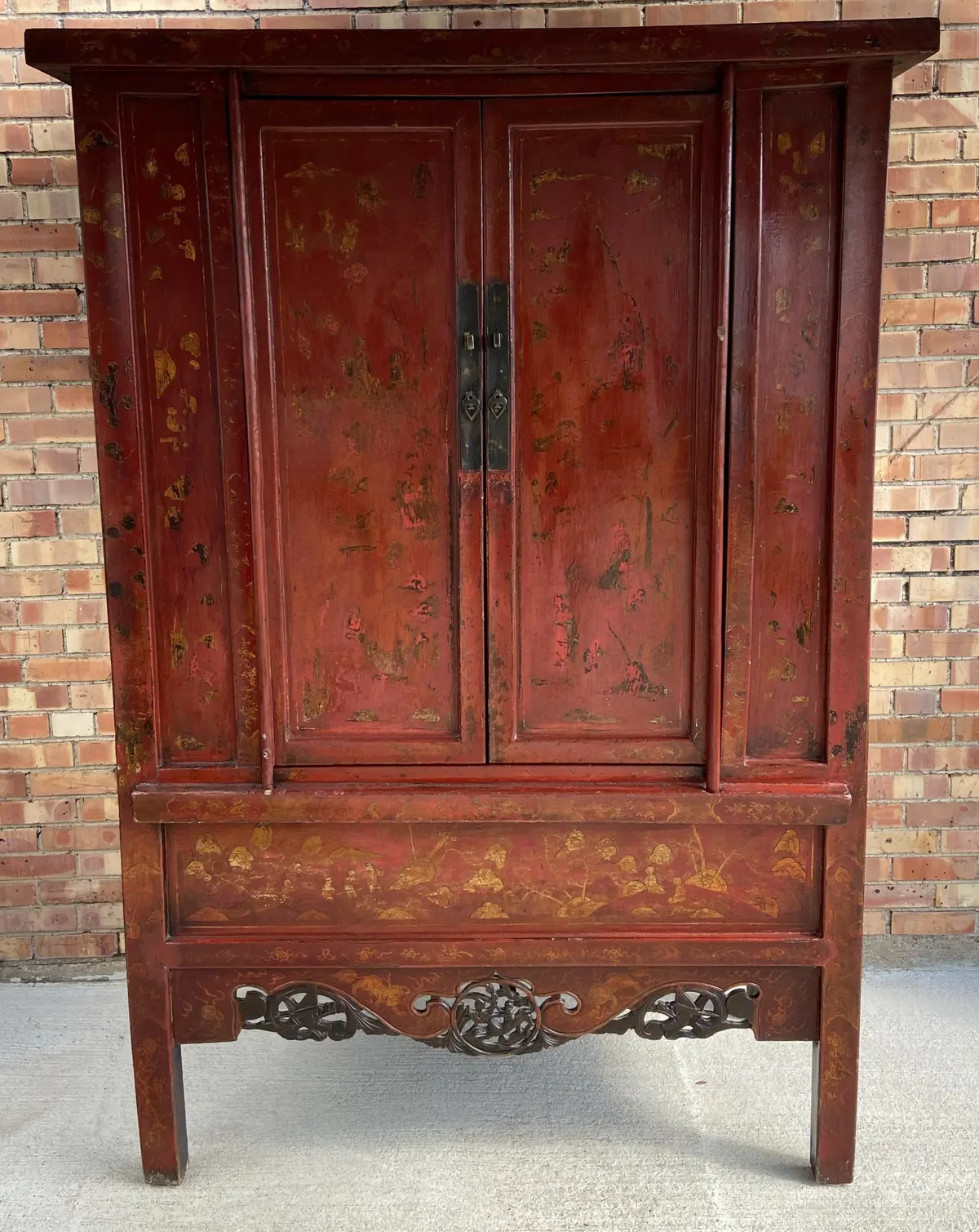 Large Red Chinese Armoire 1