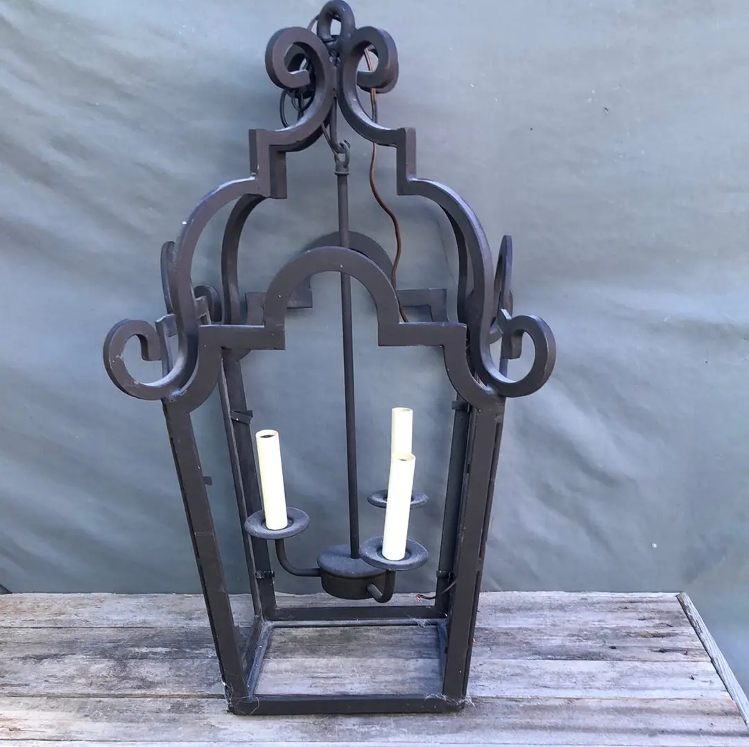Iron Black Hanging Lantern - No Glass 1