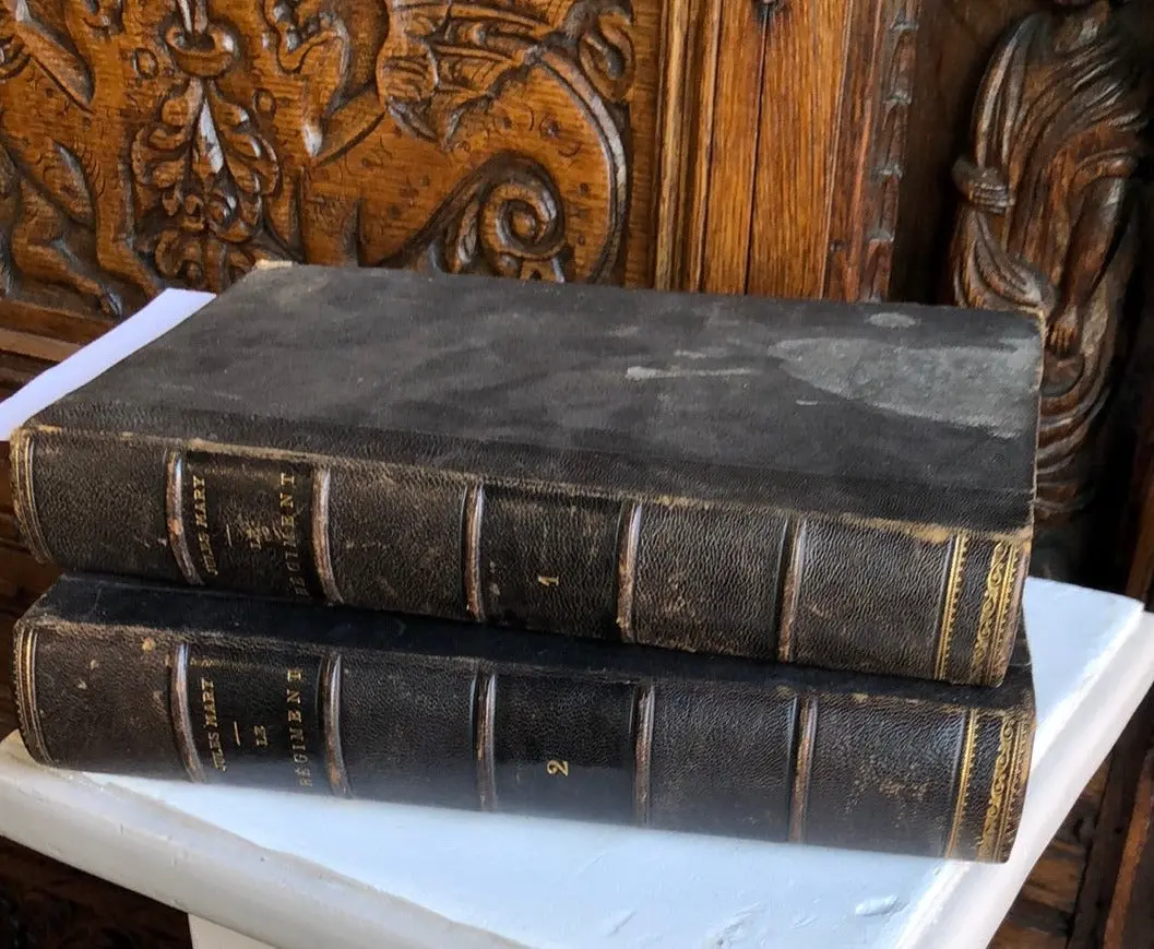 Pair Of Large Leather Books 1