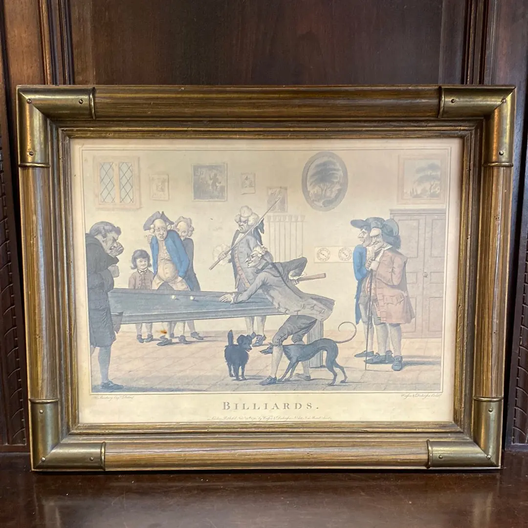 Billards Print In Vintage Frame With Brass 1
