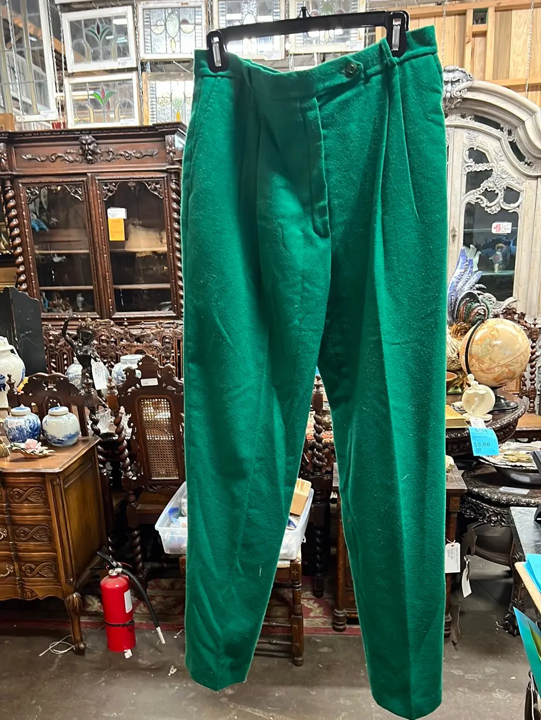 Dark Kelly Green Wool Slacks 1