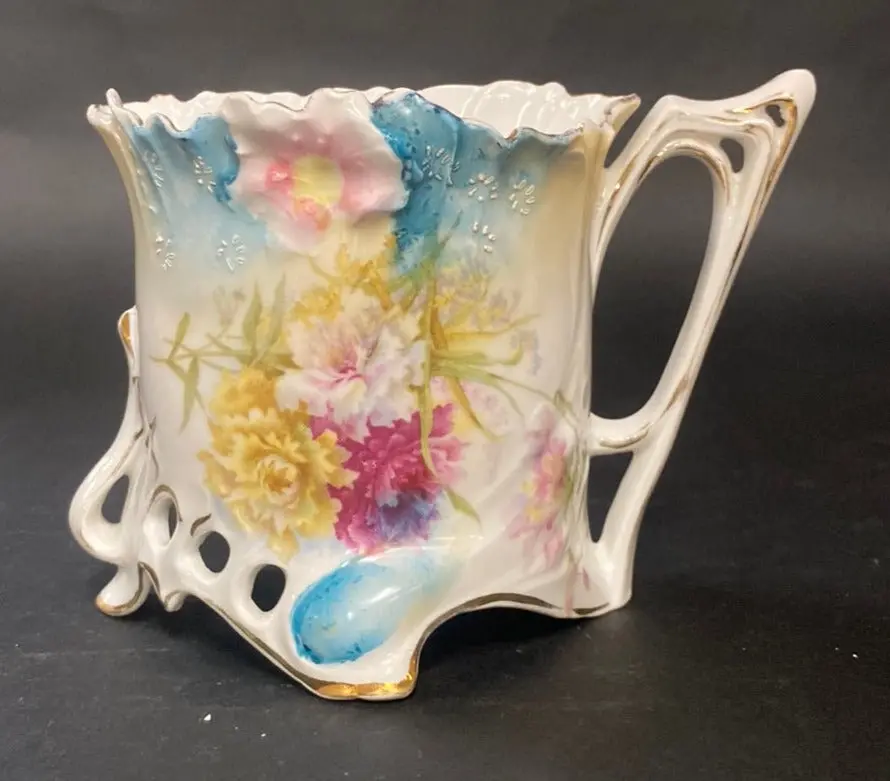 Multi Colored Floral Mustache Mug 1