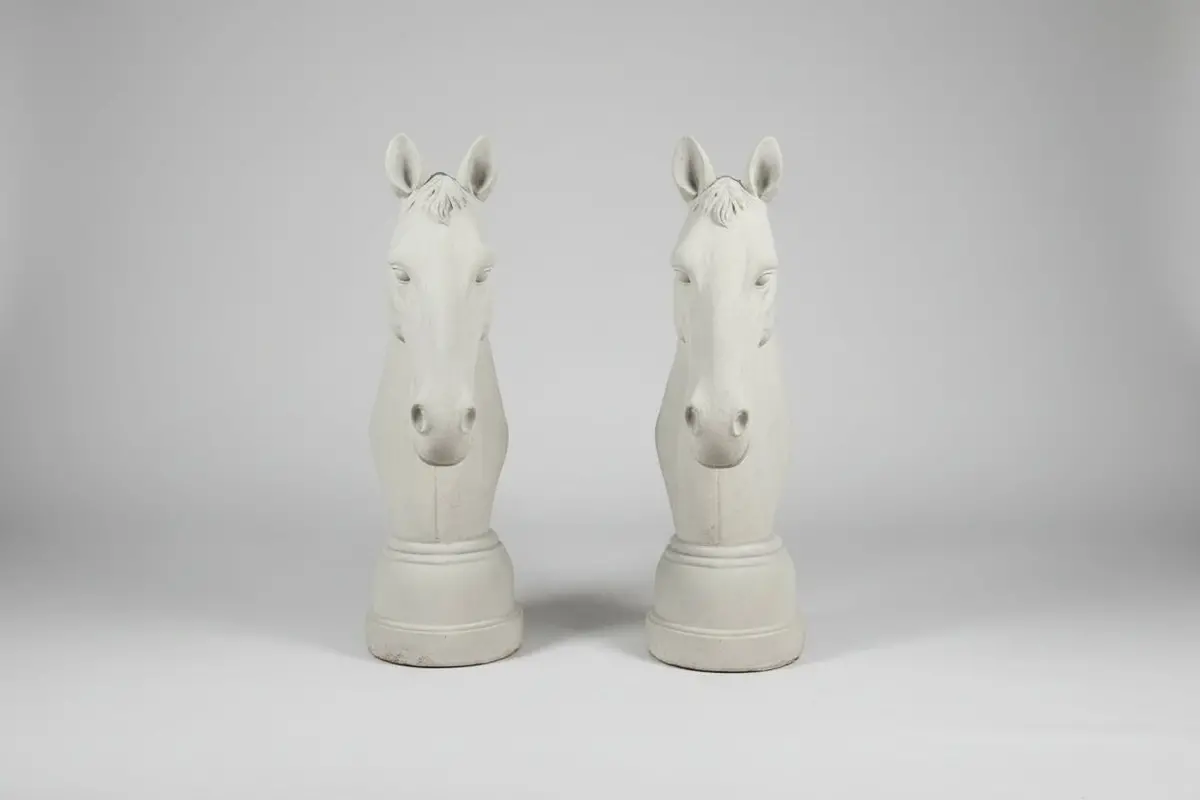 Pair Of Concrete Horse Heads 1