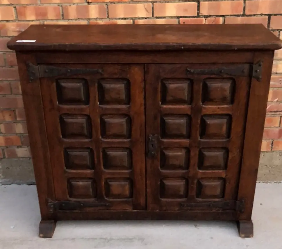 Rustic Spanish Console Cabinet With Multi-Panel Doors 1
