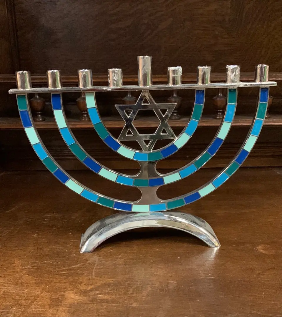 Chrome And Blue Menorah 1