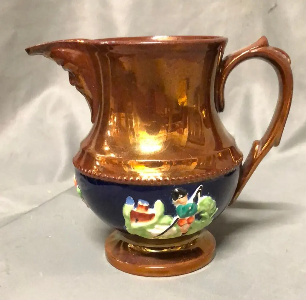 Small Copper Luster Pitcher With Man 1