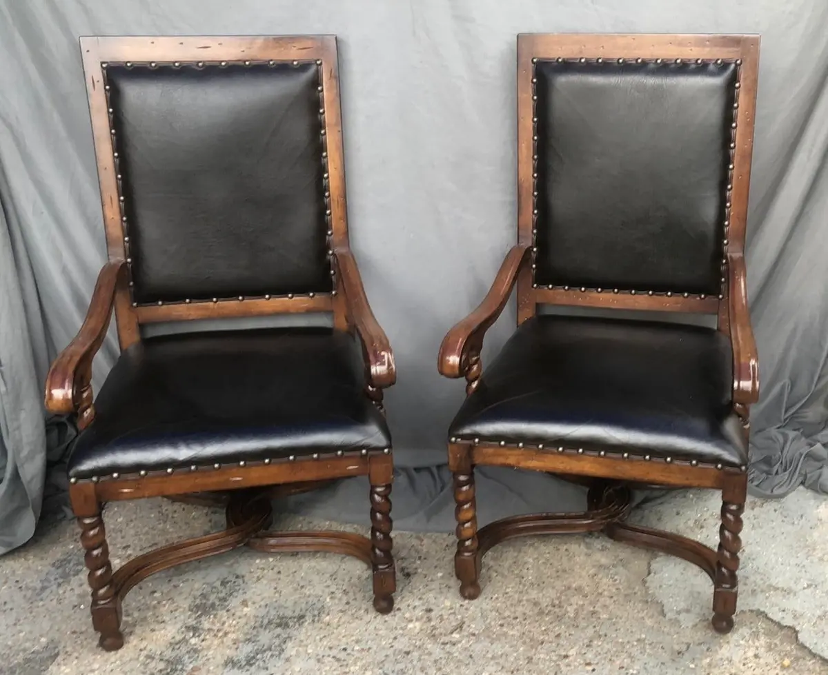 Pair Of Barley Twist Arm Chairs-Nt Old 1
