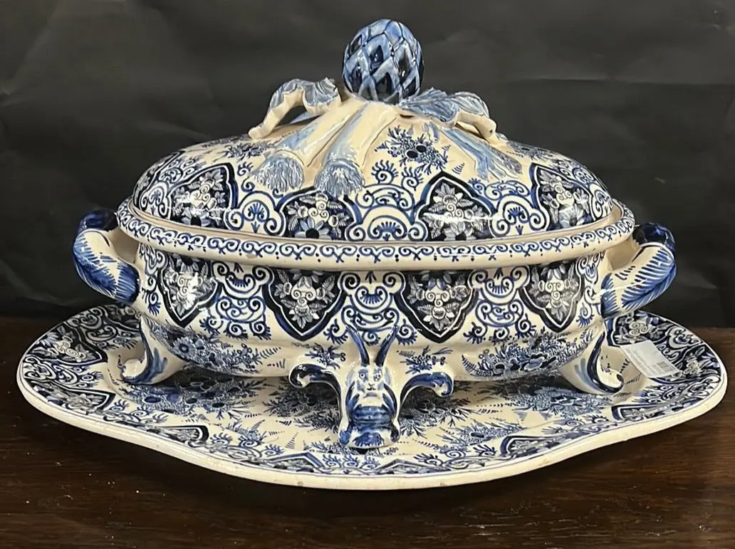 Delft Blue And White Large Tureen With Underplate 1