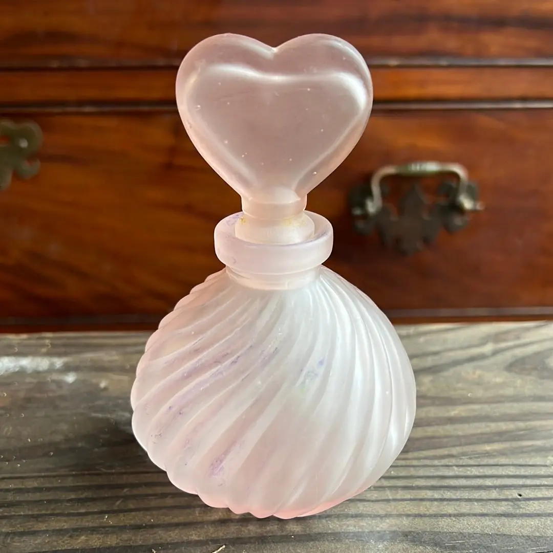 Pink Frosted Glass Perfume Bottle 1