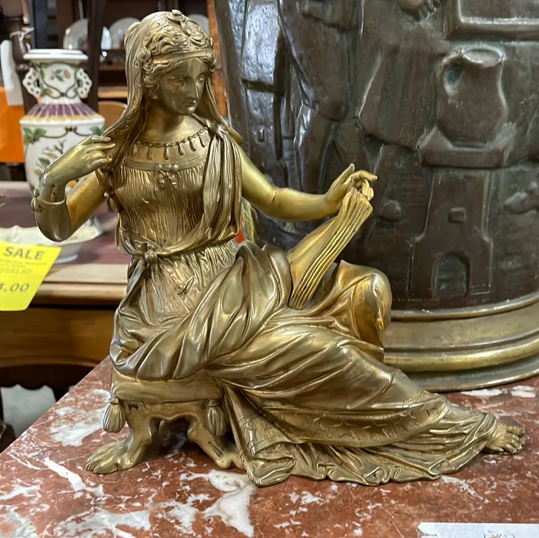 Recumbent Bronze Lady Reading Book 1