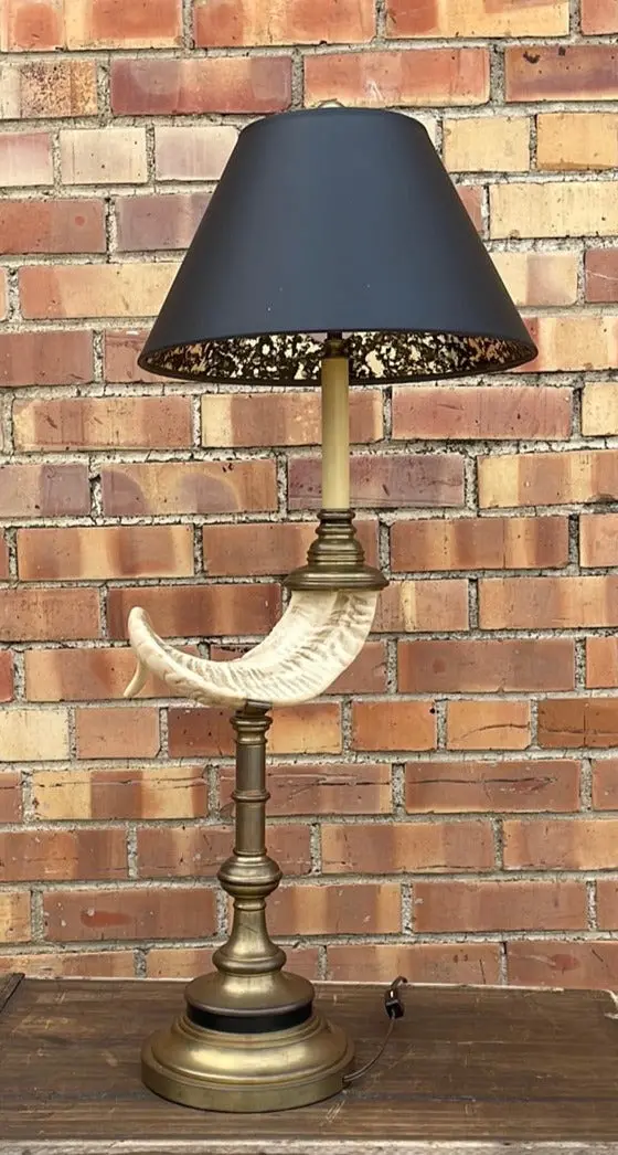 Brass And Ram Horn Table Lamp 1