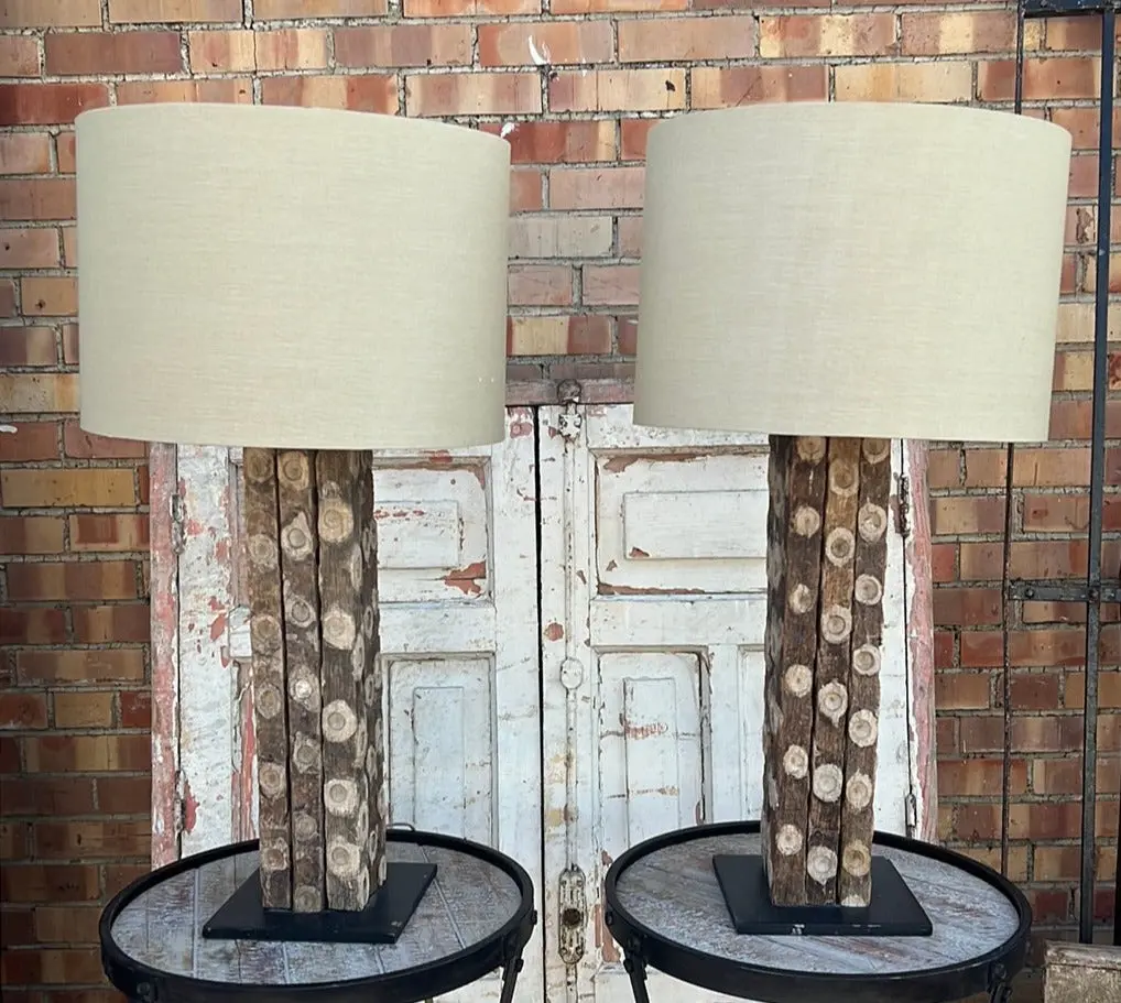 Pair Of Oyster Post Lamps With Shades 1