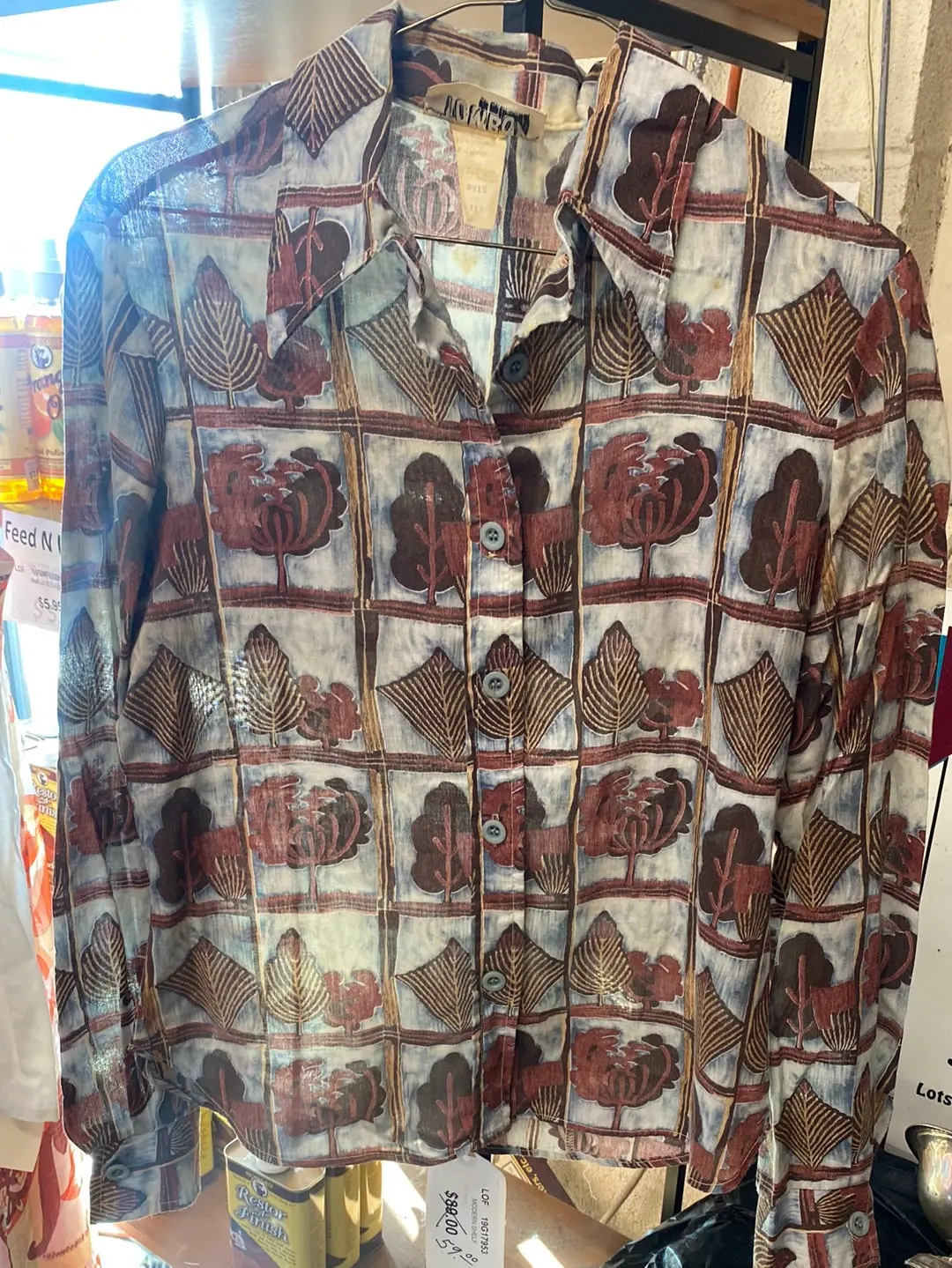 Groovy Tree Print Button Up Shirt 1