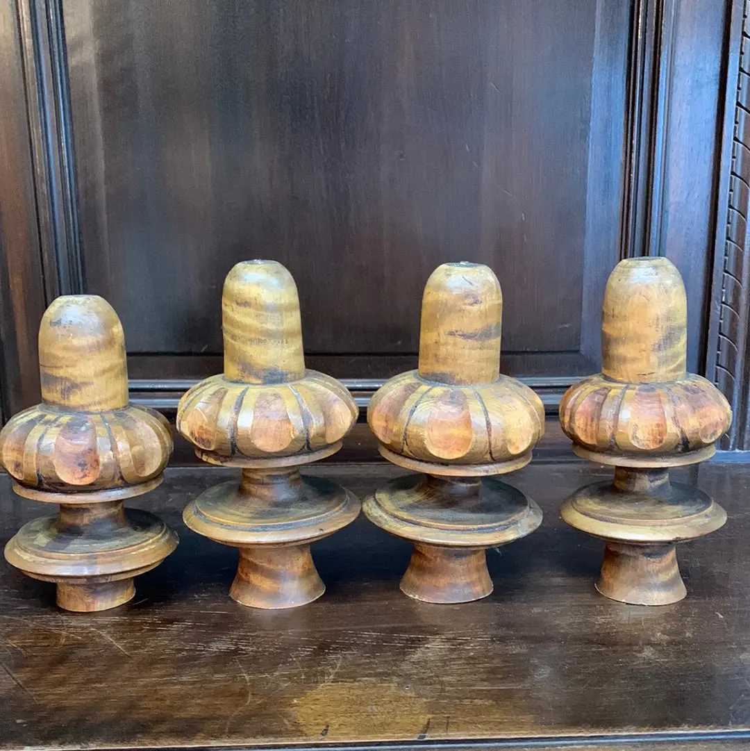 Set Of 4 Tiger Maple Finials Circa 1840'S 1
