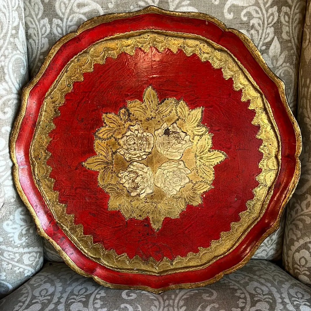 Large Round Florentine Tray 1