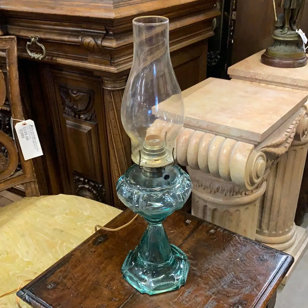 Electrified Green Base Glass Lamp 1