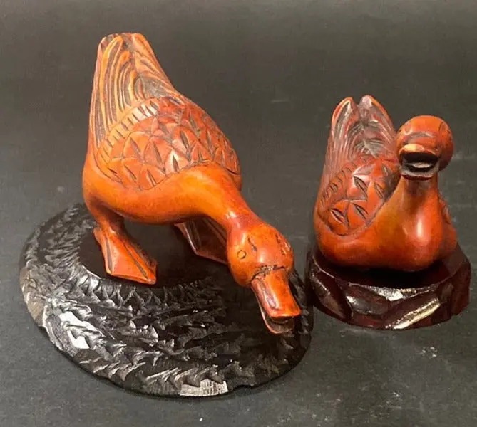 Pair Of Tiny Wood Water Birds 1