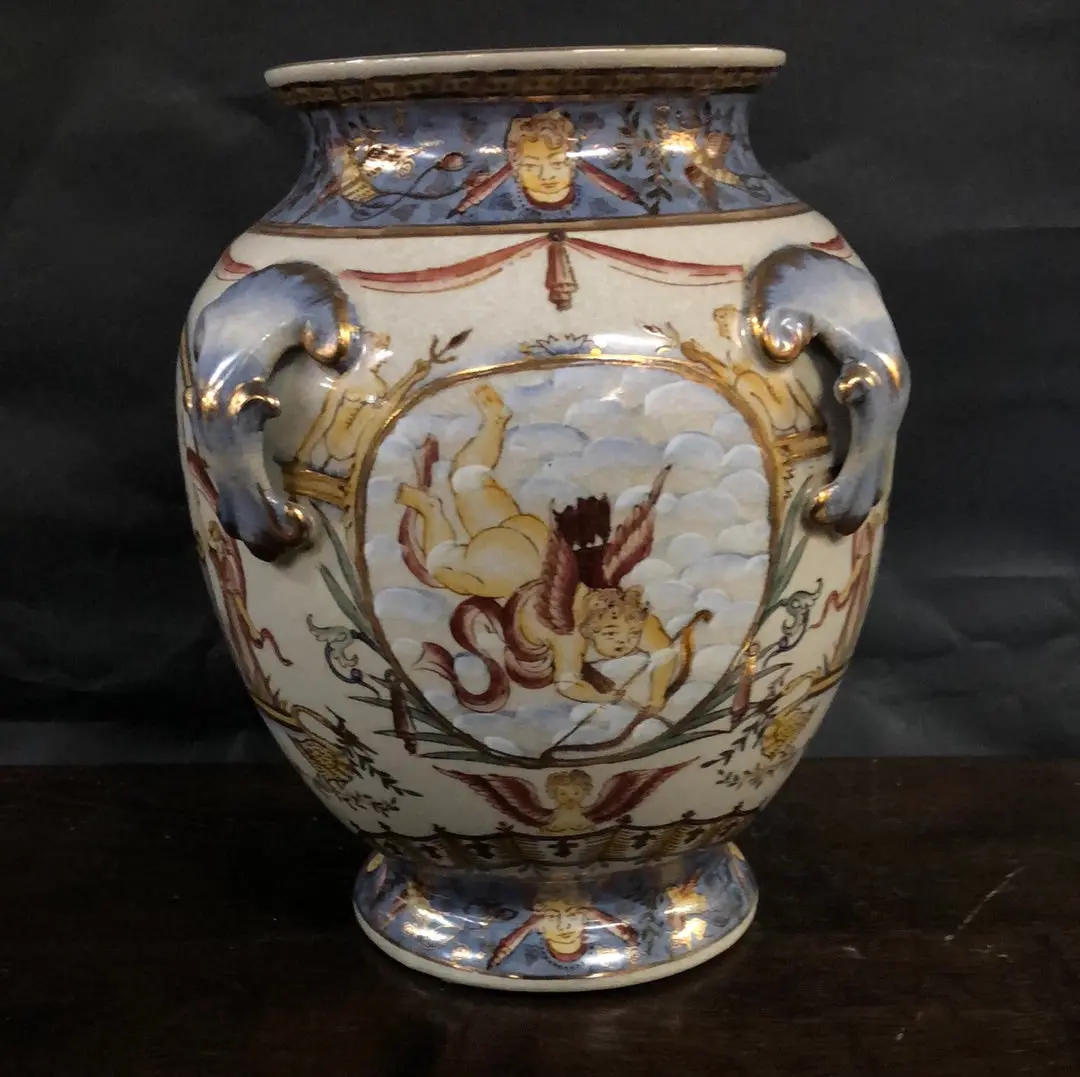 Hand Painted Cherub Vase 1