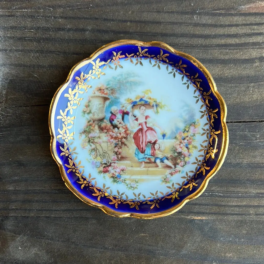 Tiny Cobalt Blue Rimmed Limoges Plate 1
