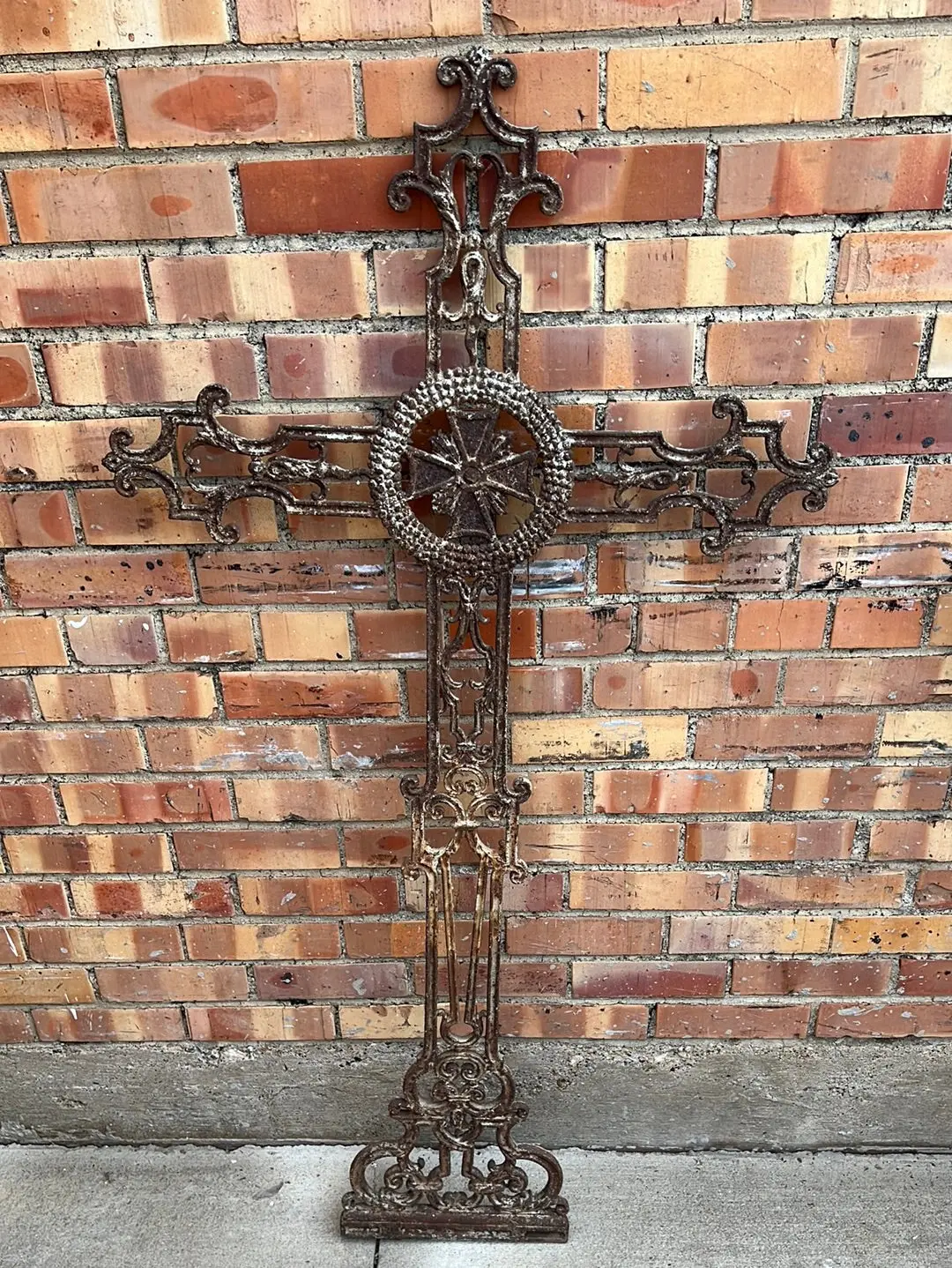 French Scrolly Cast Iron 19Th C. Field Cross 1