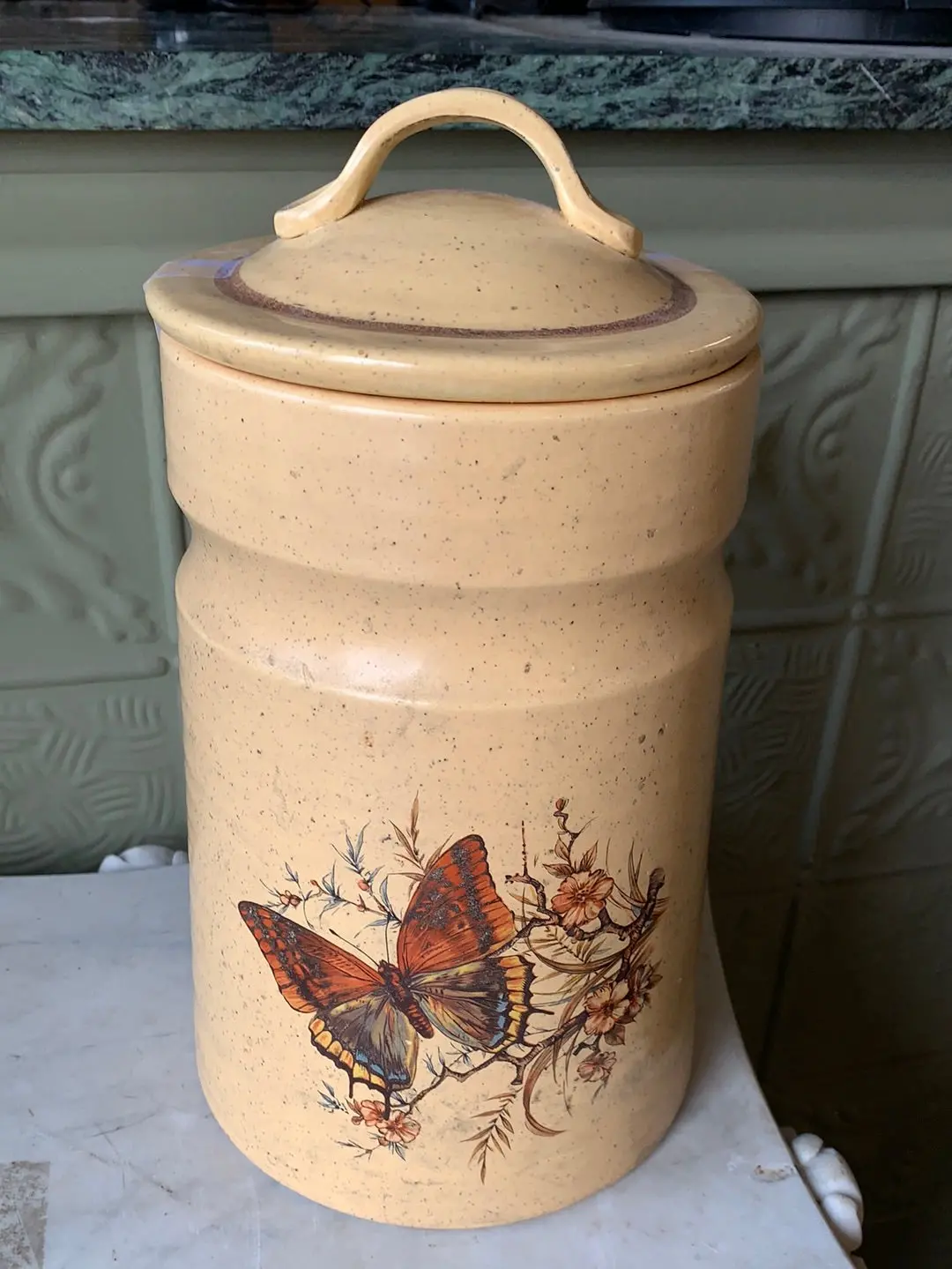 Butterfly Design Ceramic Lidded Canister 1