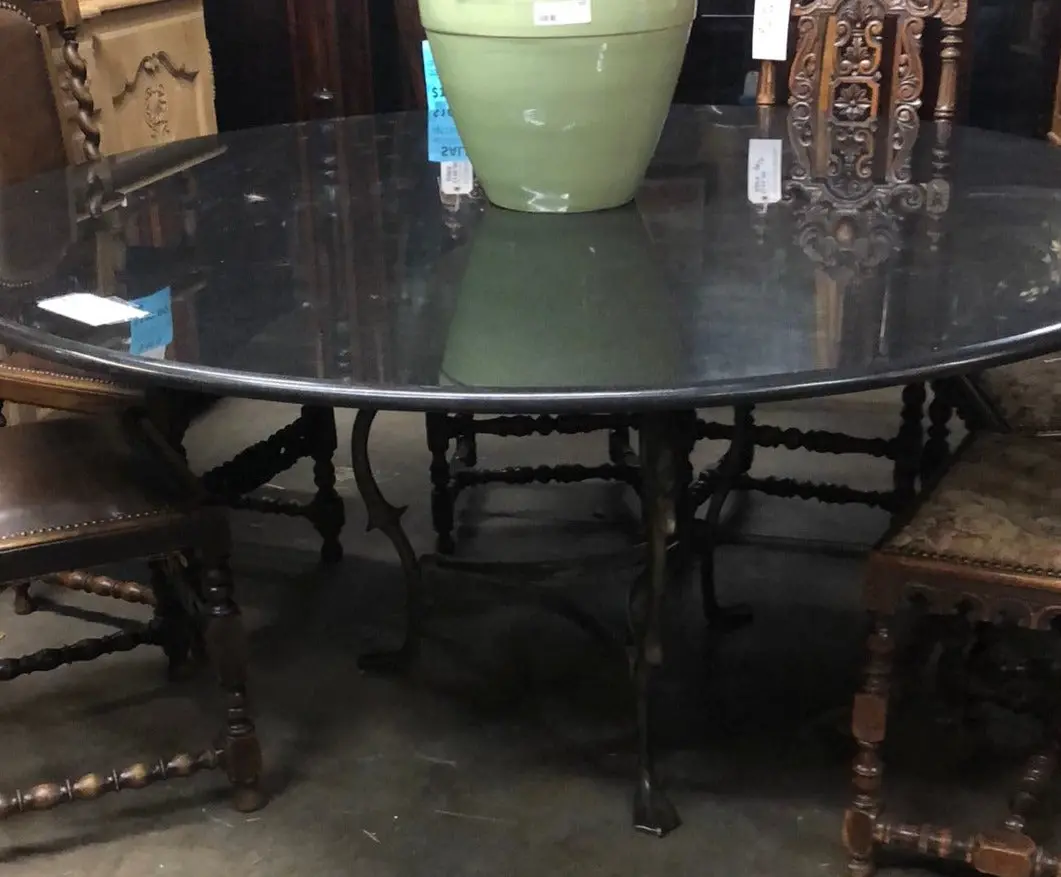 Large Marble Top Iron Base Table 1