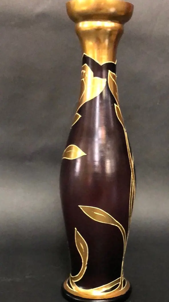 Amethyst With Gold Floral Overlay Enameled Bud Vase 1