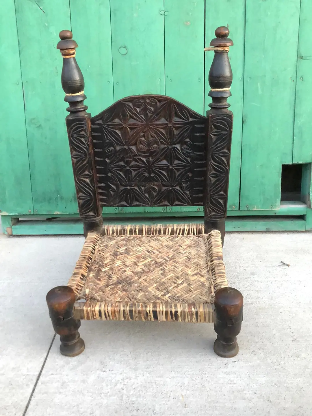 Low Carved Indian Chair 1