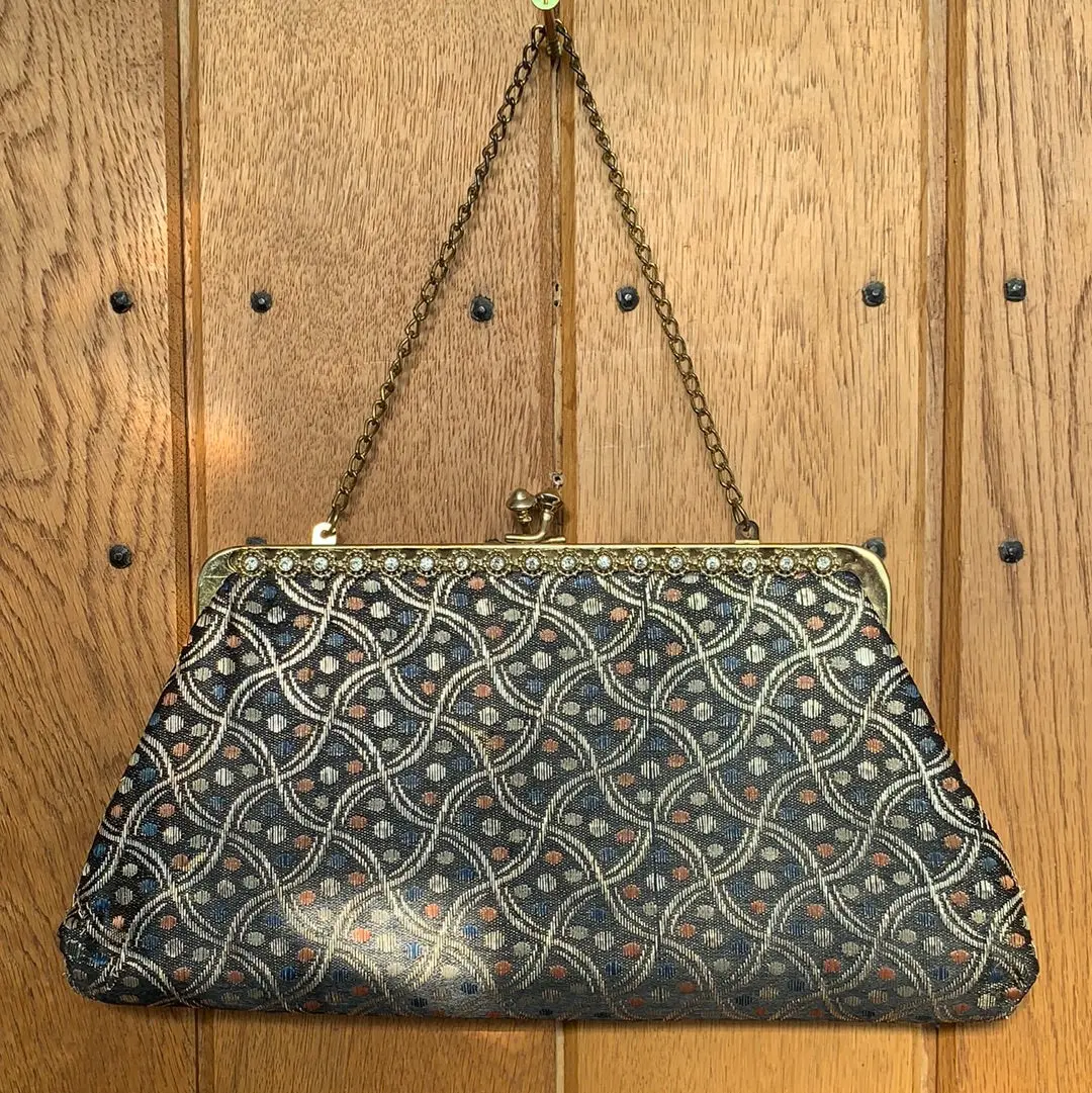 Metallic Polka Dot Purse With Rhinestones 1