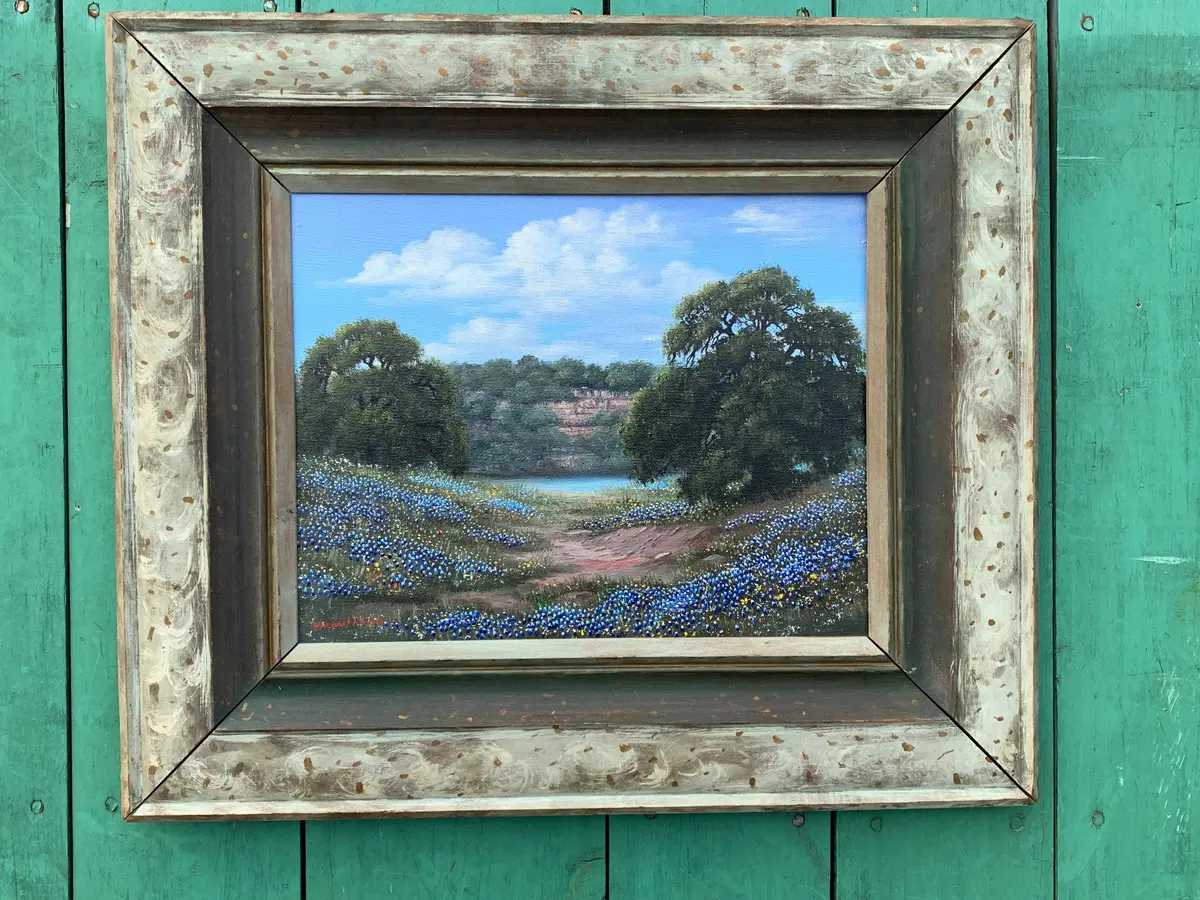 Small Beautiful Texas Blue Bonnet Oil Painting By Margaret Ruth Harlan 1