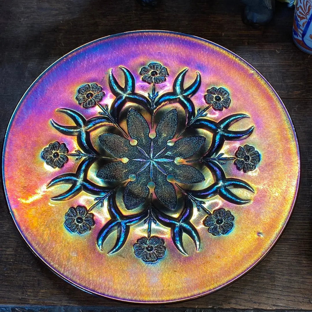 Purple Carnival Glass Chop Plate 1