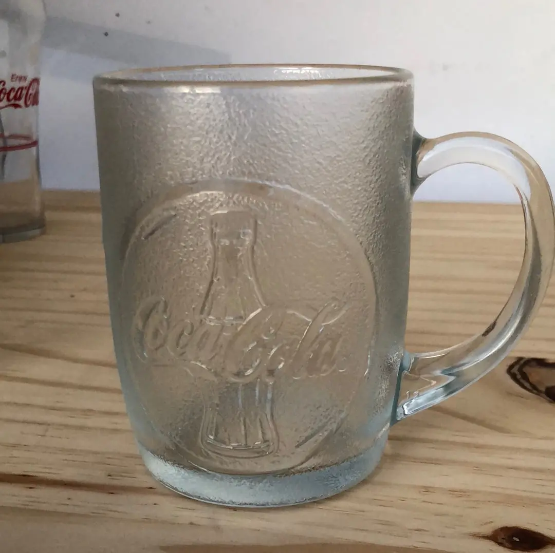 Clear Glass Embossed Coca-Cola Mug 1