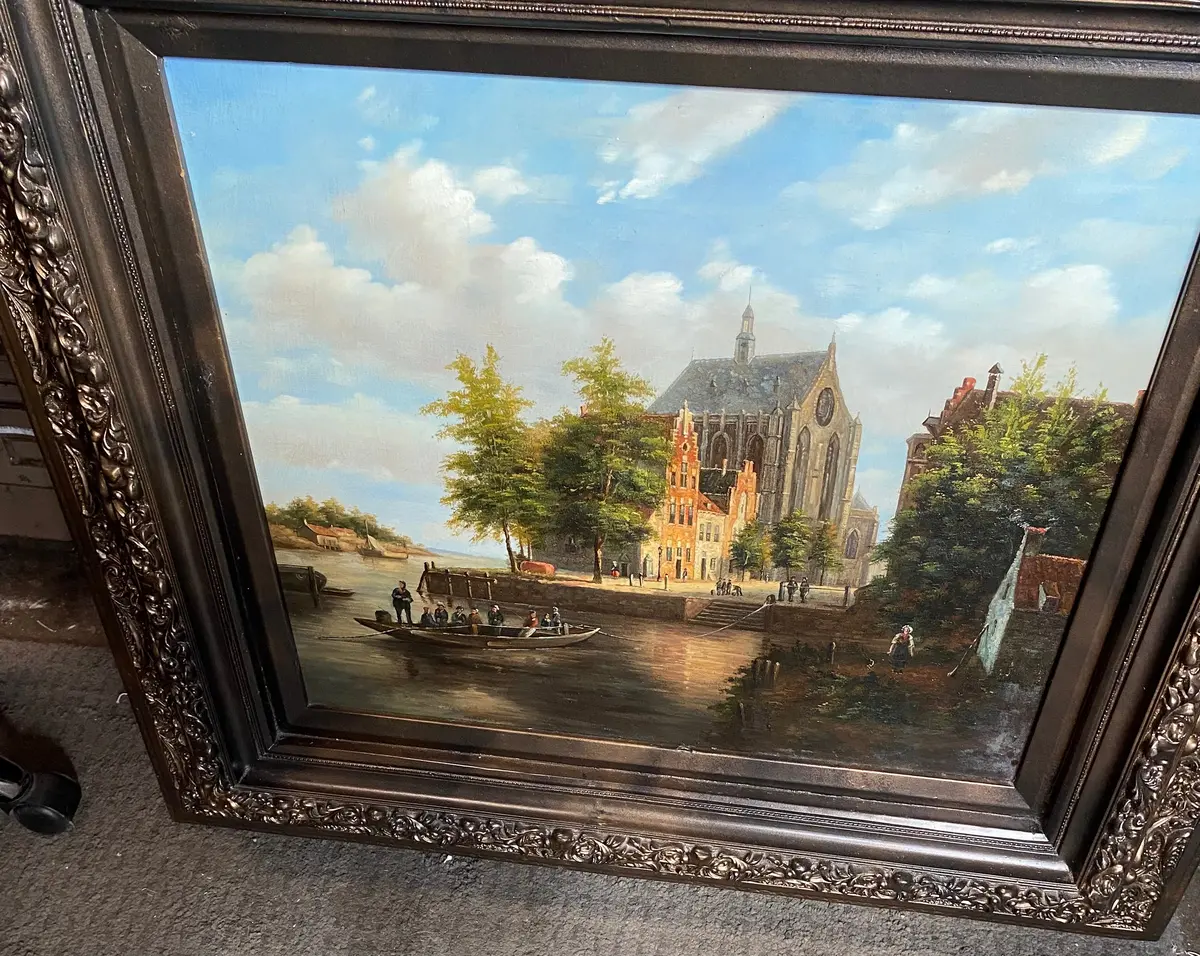 17Th Century Look Dutch Street Scene Embellished Giclee On Canvas 1