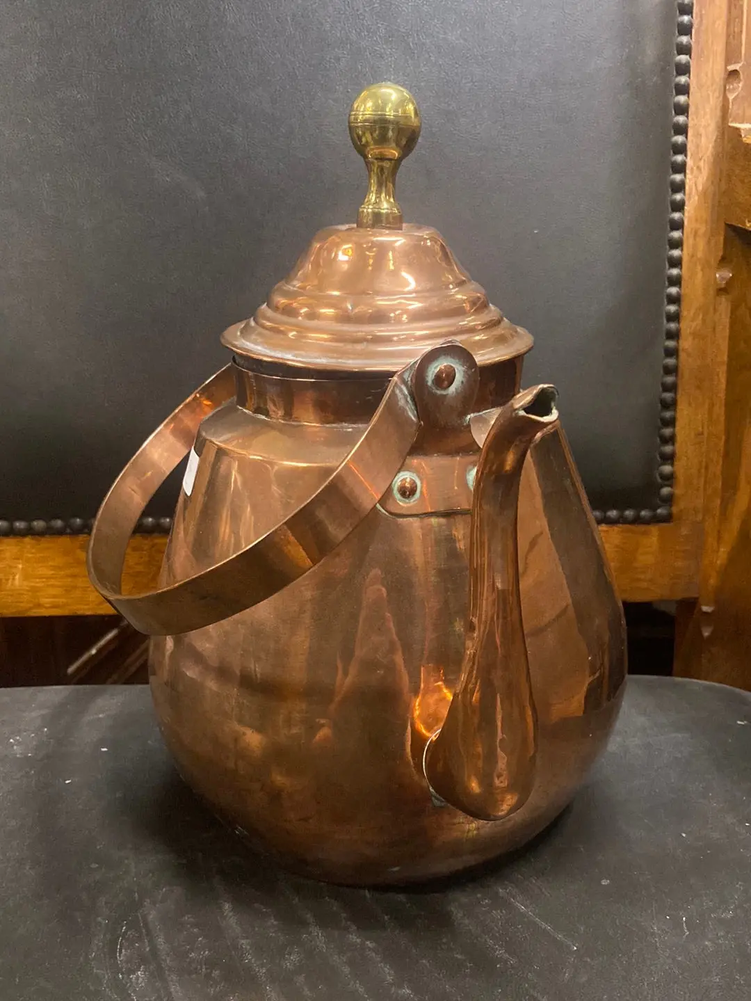 Brass Finial Top Copper Tea Pot 1